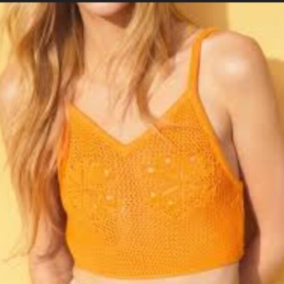NWT H&M Orange Sleeveless Knitted Camisole Size M‎ - Picture 1 of 9